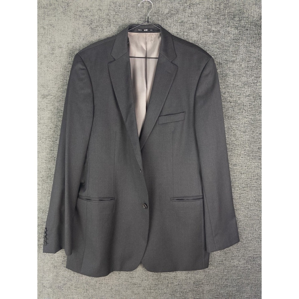 Hugo Boss Blazer Mens 44L Black Single Breasted Super 100s Wool Business
